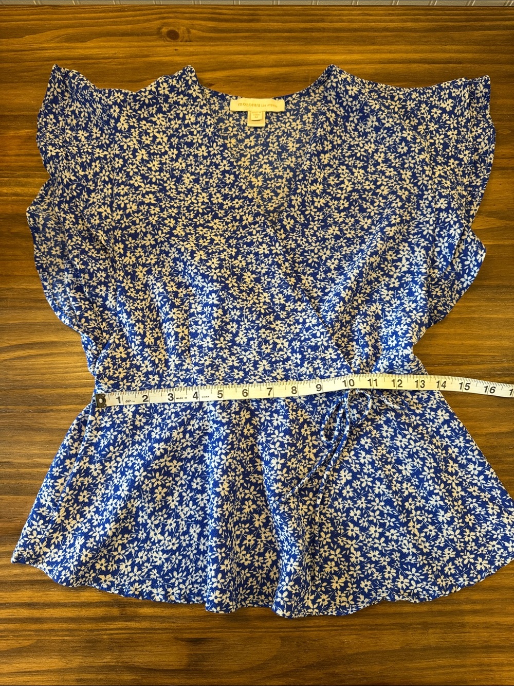 Monteau Fauz Wrap Peplum Top - Picture 5 of 9